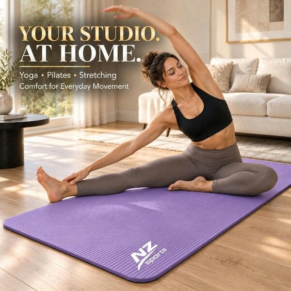 Night Zone 8mm NBR Yoga & Exercise Mat – Cushioned Latex-Free Fitness Mat - Purple