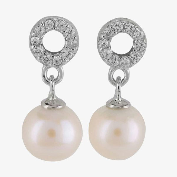 T. H. Baker Sterling Silver 7-7.5mm Freshwater Pearl Dropper Earrings EOW70063FW