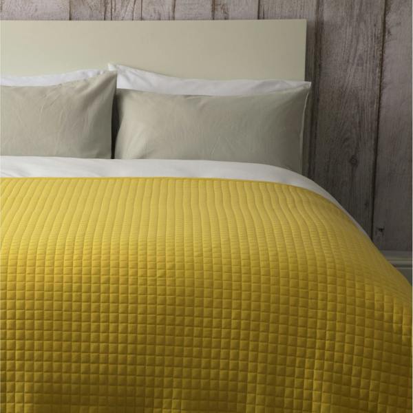 Belledorm Crompton Quilted Throw - Saffron Yellow - 