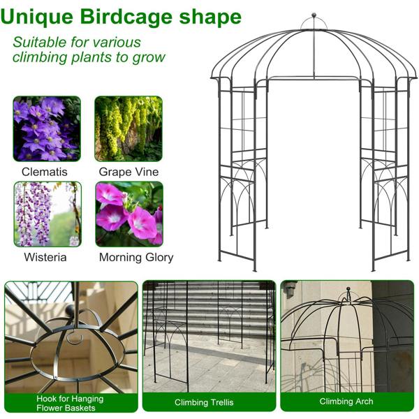 Gr8 Garden Metal Garden Rose Arch Trellis Bird Cage Arbour Pergola Gazebo