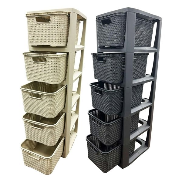 Stylish Rattan Effect Storage Tower Commode Baskets For Home & Office