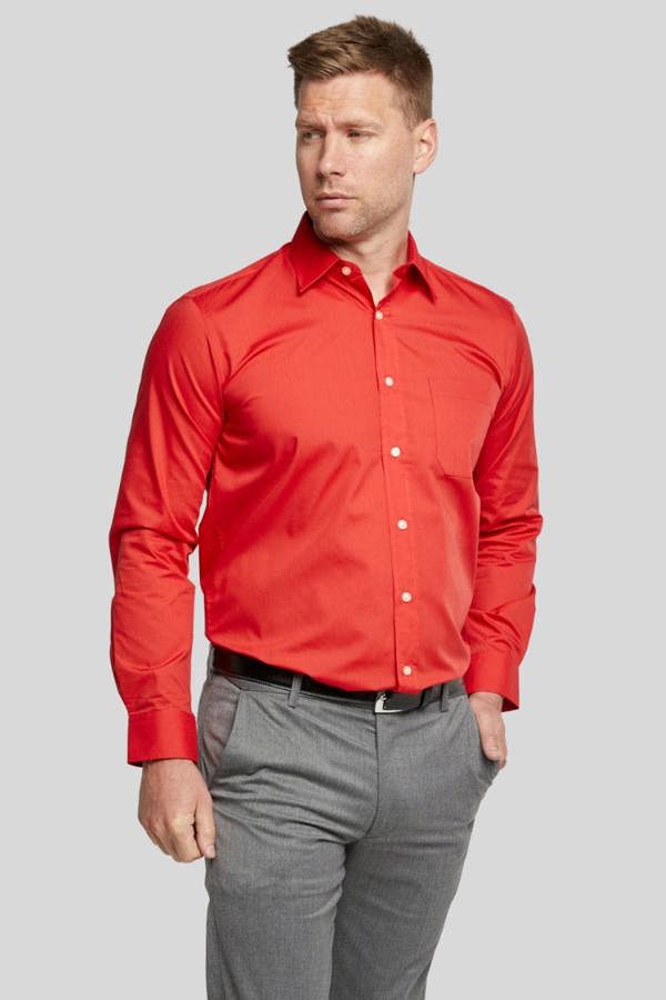 Red Classic Easy Care Long Sleeve Shirt