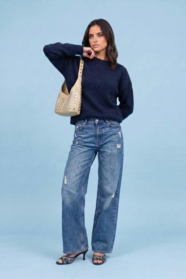 Urban Bliss Wool Blend Longline Jumper Navy