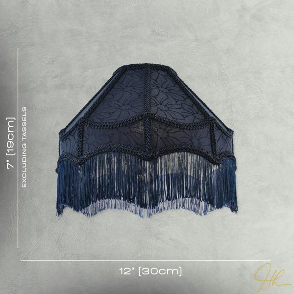 Classic Victorian Style Empire Pendant Shade in Midnight Blue Fabric Image 7