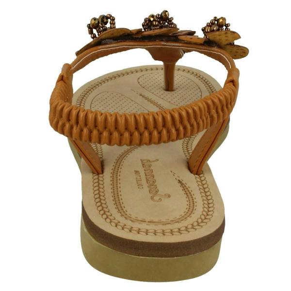Savannah Ladies Savannah Beaded Flower Trim Sandals