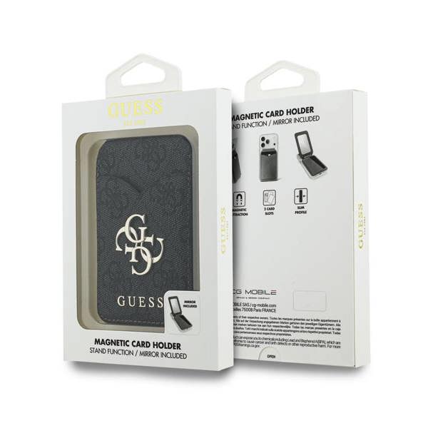 Guess 4G Big Metal Logo Magnetic Card Holder with Stand and Mirror Black - GUWMSMIP4GK