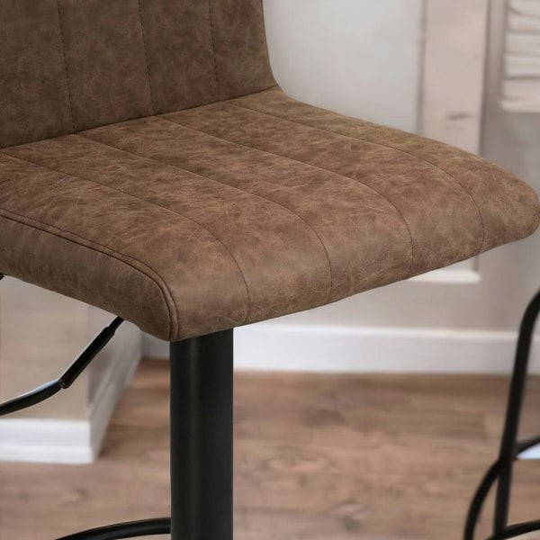 Rafaelo Mobilia Set Of 2 Adjustable Height Swivel Bar Stools Matte Suede Brown