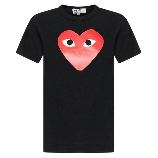 Womens Comme Des Garcons Play Red Heart Logo T-Shirt - chancefashionco
