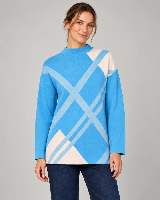 VIZ-A-VIZ Bold Check Jaquard Longline Jumper