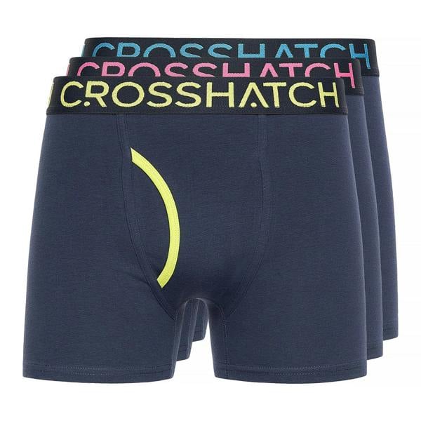 Crosshatch Mens Trioglow Boxer Shorts (Pack of 3) - Navy - 