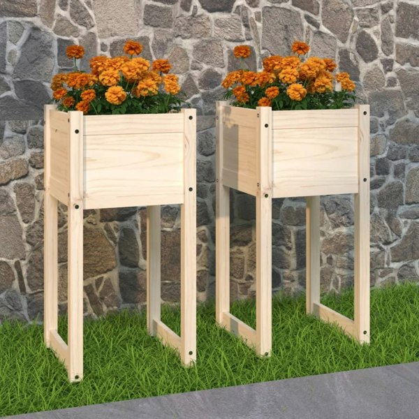 Berkfield Planters 2 pcs 40x40x81 cm Solid Wood Pine