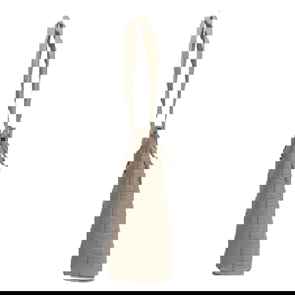 Assots London 'MELANIE' Nude Croc Real Leather Unlined Bucket Bag