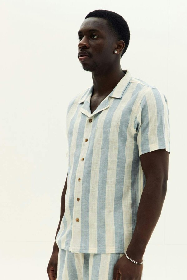 Men’s Striped Short Sleeve Shirt & Shorts Co-Ord Set