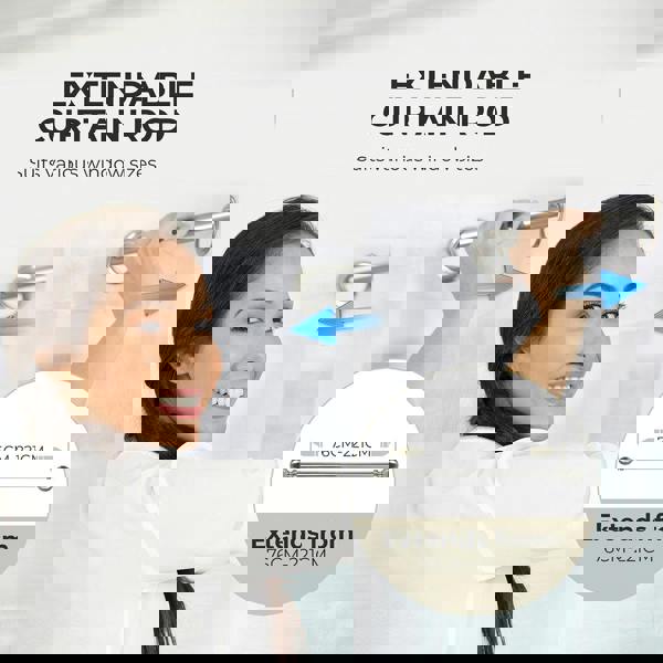 Marlow Steel Curtain Rod Quiet Rail Pole Set Extendable Adjustable Home Hotel