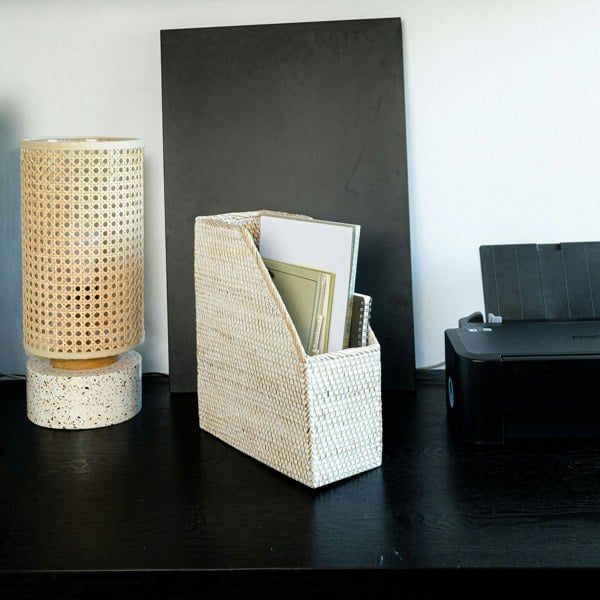 Rattan File Holder - Magazine Holder and a4 docment - Coastal Villa Homeware