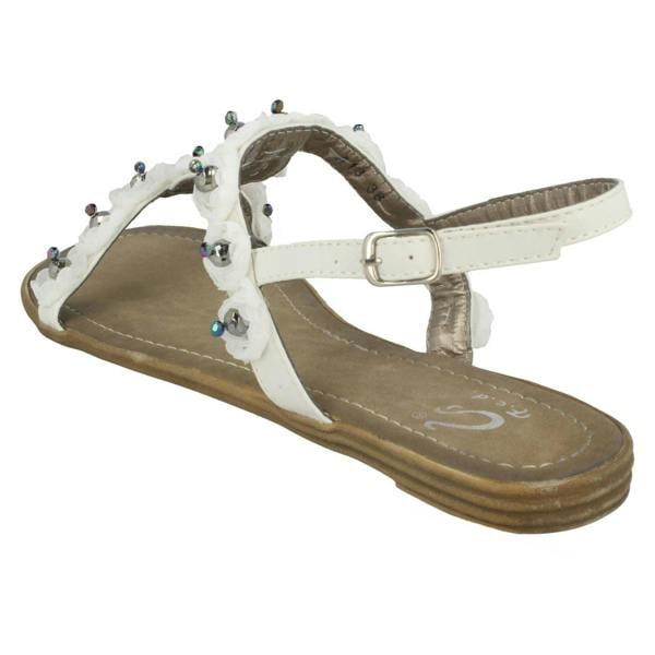 Spot On Ladies Spot On Beaded Flower Sandal