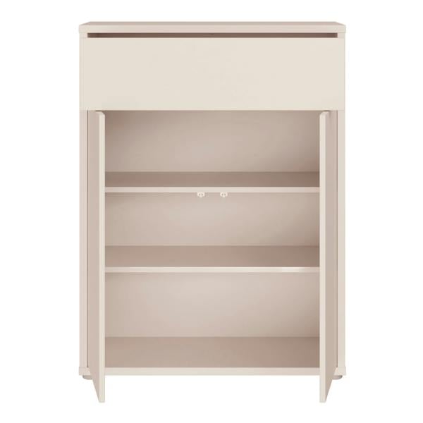 Furniture To Go Alice Springs Compact Shoe Cabinet with 2 Doors Push-to-Open & 1 Drawer Push-to-Open in Sand