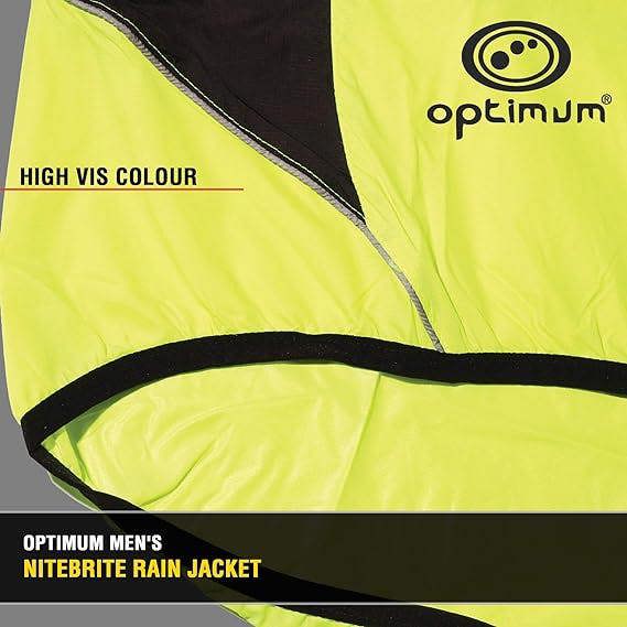 Optimum NiteBrite rain jacket feature panel highlighting high-vis fluorescent yellow fabric - Optimum