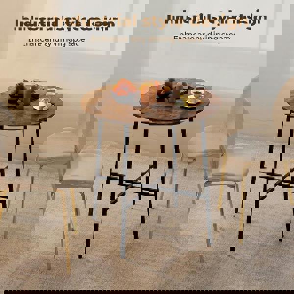 Levede Dining Table Round Kitchen 4 Person Coffee Restaurant Metal Base 80cm