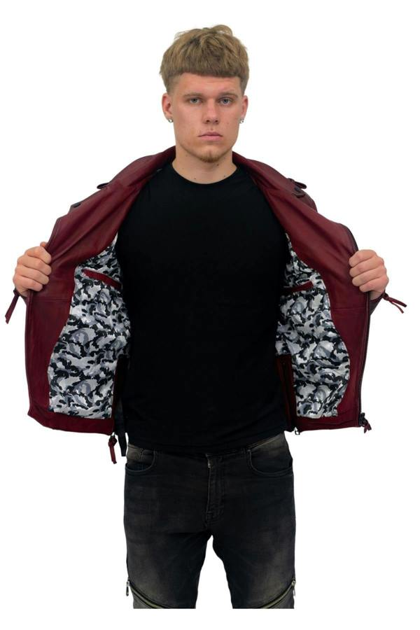 Infinity Leather Mens Slim-Fit Double Zip Brando Leather Biker Jacket-Cairo