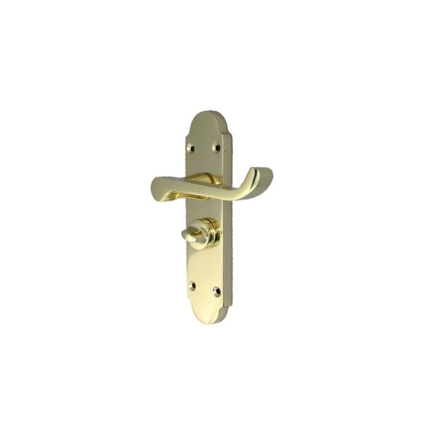 EDH Door Hardware Epsom Victorian Scroll Brass Plated Privacy Bathroom Modern Door Handles 2 Pairs