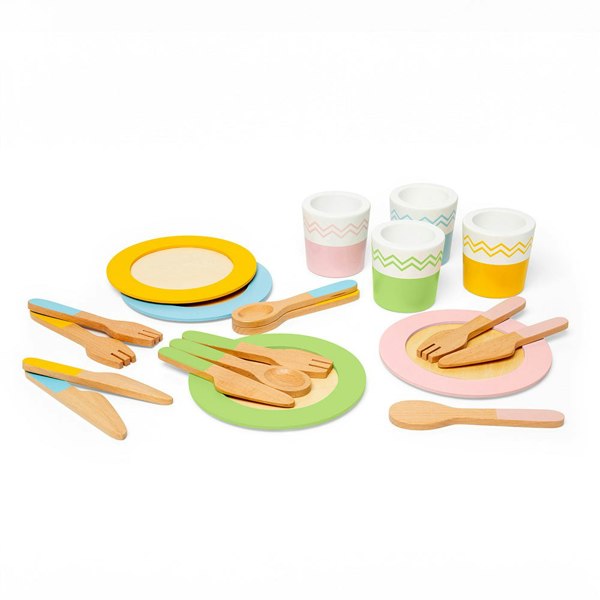 Bigjigs Toys Wooden Dinner Service Set - 20 Play Pieces