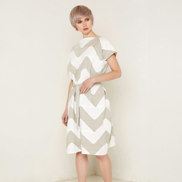 Bo Carter Venus Dress - White and Beige