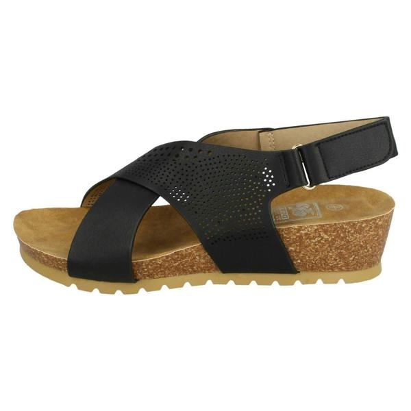 Down to Earth Ladies Down To Earth Mid Wedge X Strap Sandals