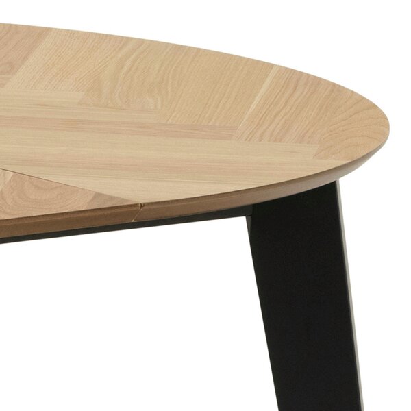 Wyld Haus Hedehusene Natural Oak Wood Round Dining Table Black Legs