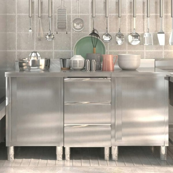 Berkfield Commercial Kitchen Cabinets 3 pcs Stainless Steel