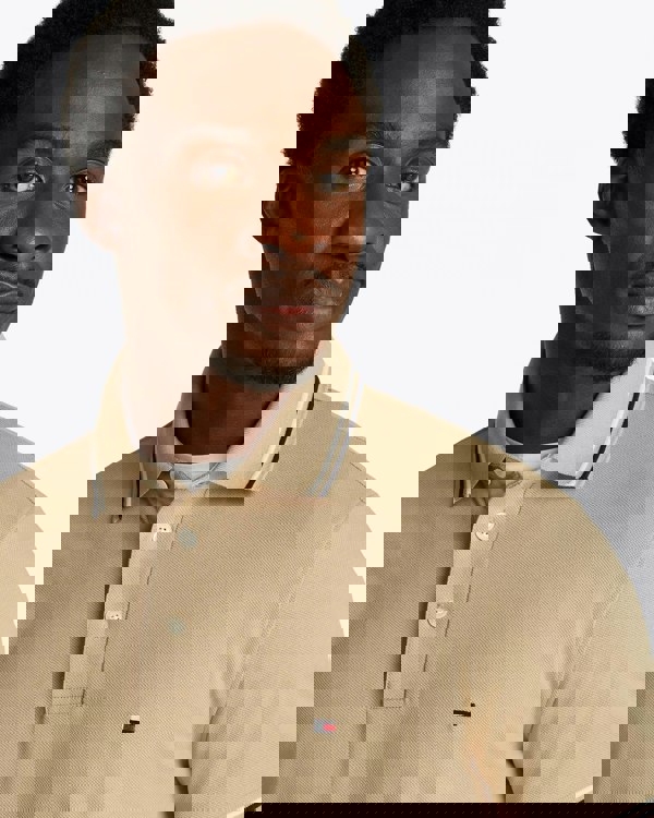 Tommy Hilfiger Tipped Slim Fit Mens Polo - Sandalwood