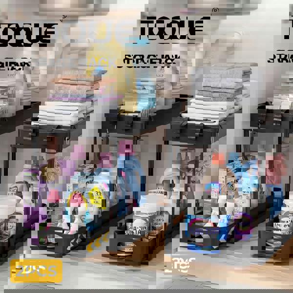 Toque Under Sink Storage Kitchen Sliding Drawer Pull Out Organiser 2 Pack Black