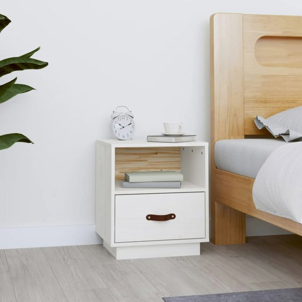 Berkfield Bedside Cabinet White 40x34x45 cm Solid Wood Pine