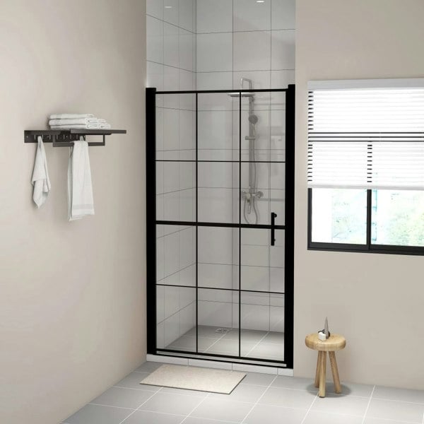 Berkfield Shower Door Tempered Glass 100x178 cm Black