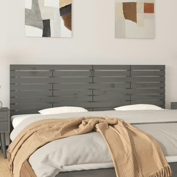 Berkfield Wall Headboard Grey 206x3x63 cm Solid Wood Pine