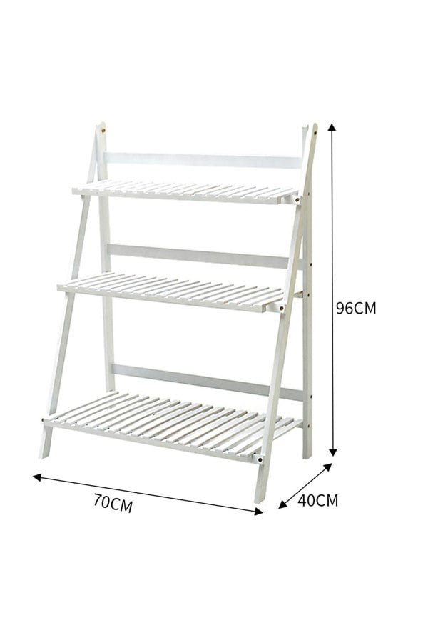 Living and Home 3-Tier Foldable Wooden Ladder Shelf White