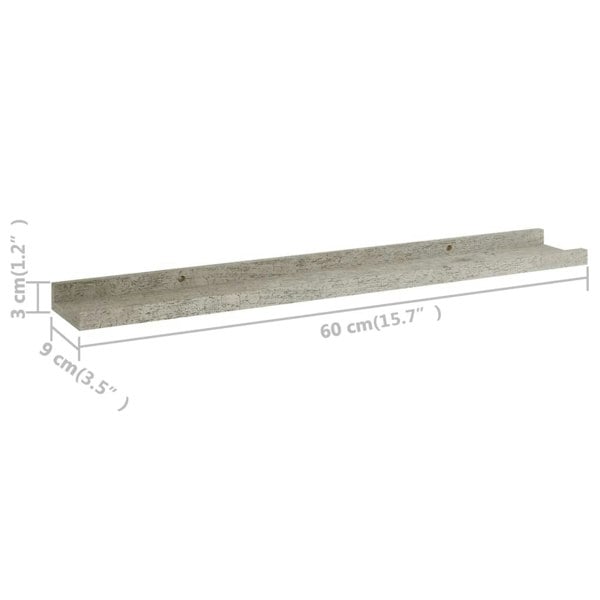 Berkfield Wall Shelves 4 pcs Concrete Grey 40x9x3 cm