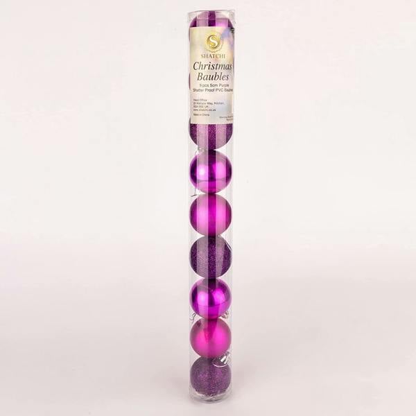 Purple Shatterproof Christmas Baubles 5cm Mixed Finish Pack Sizes for Tree Decorations image 4