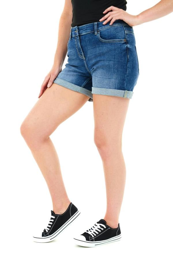Smart Living Ladies Boyfriend Denim Shorts - Mid Blue