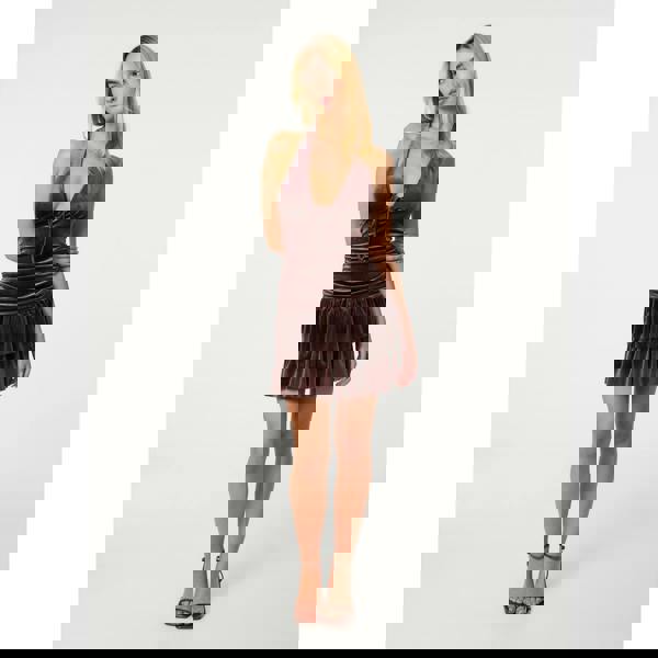 Pink Vanilla Velvet Halter Neck Dress