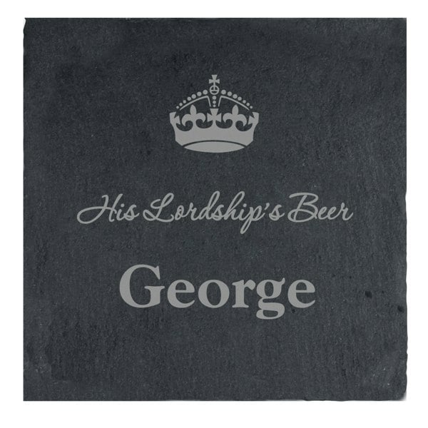 Personalised Memento Company Personalised Crown Motif Single Slate Coaster