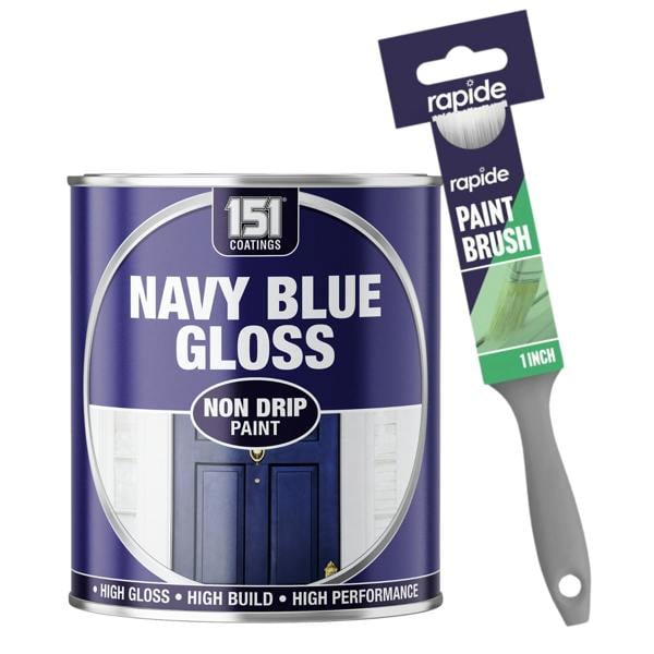 151 Navy Blue Gloss Non-Drip Paint 300ml With 1" Paint Brush