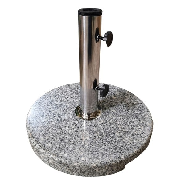 Samuel Alexander 15kg Round Granite Garden Parasol / Umbrella Base Weight Stainless Steel Pole