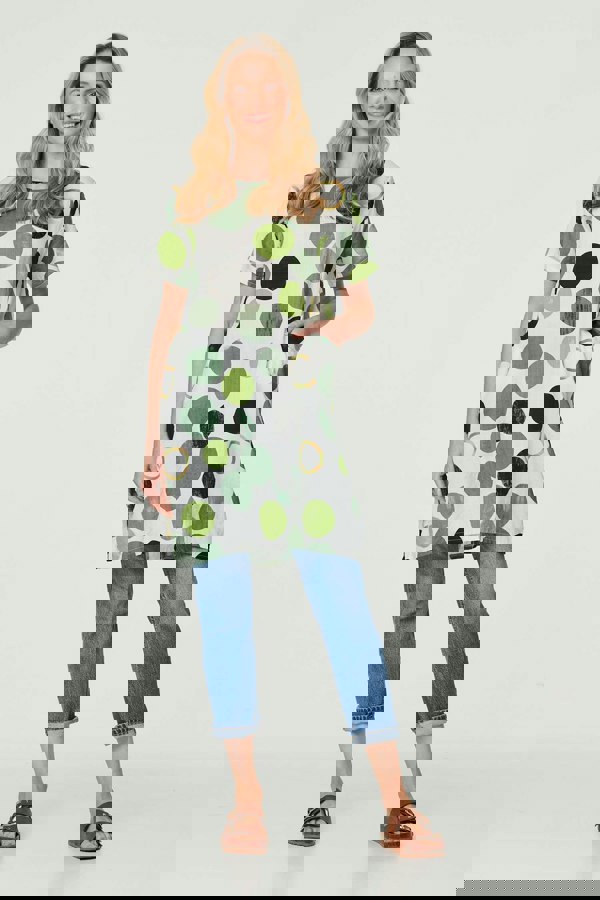 Green | Polka Dot Relaxed Tunic Dress : Model is 5'10"/178 cm and wears UK10/EU38/US6/AUS10