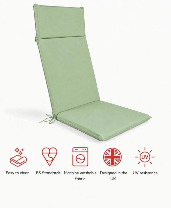 SP Range High Back Recliner Pad Garden Cushion Lime The Garden Furniture Shop