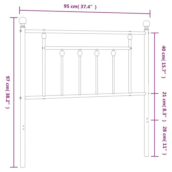 Berkfield Metal Headboard Black 90 cm