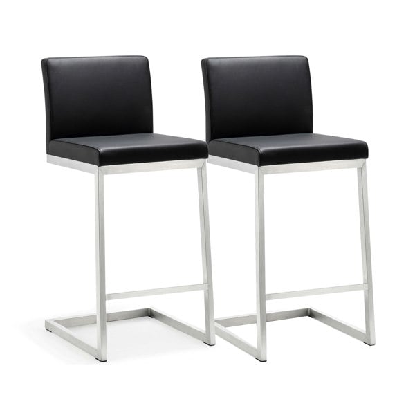 Furniture Edit Parma Black Stainless Steel Counter Bar Stool - Set of 2