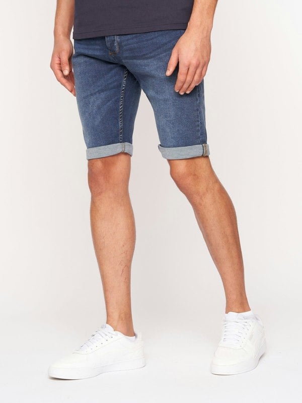 Crosshatch Tadcaster Denim Shorts Mid Wash