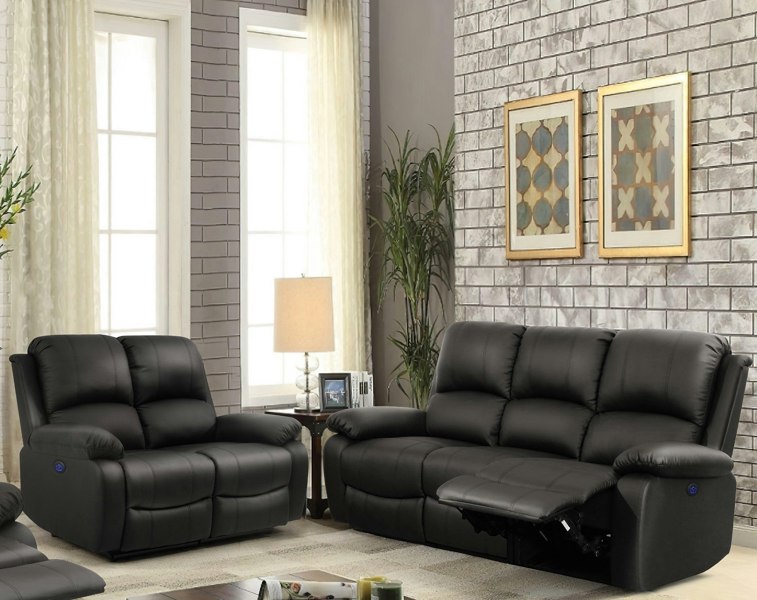 Comfy Living PU Leather Electric Reclining Sofa set