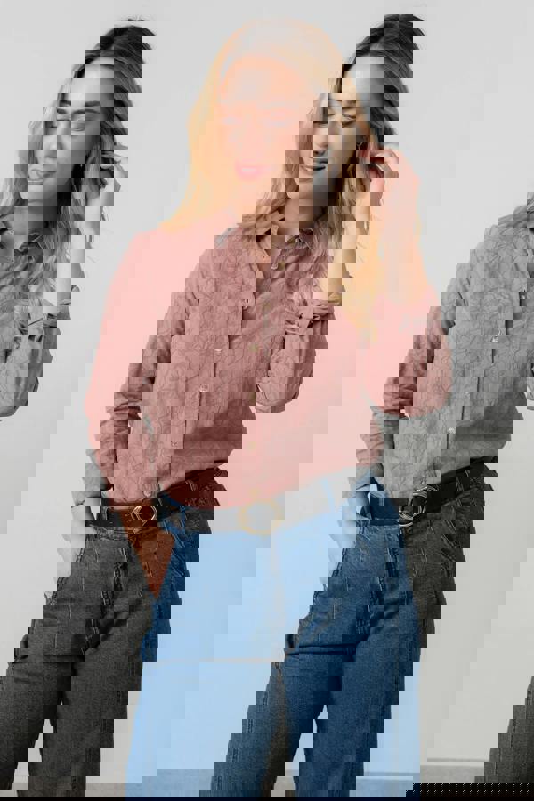 Lily & Me Patsy Textured Jacquard Shirt Antique Rose